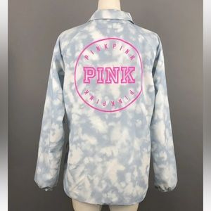 PINK Victoria’s Secret Coaches Oversized Shirt Jacket Tie Dye Snap